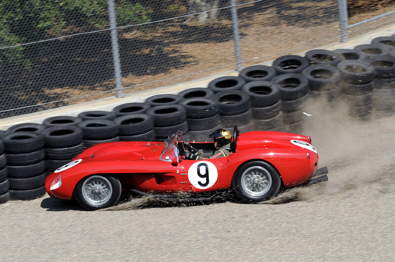 Red race car on track