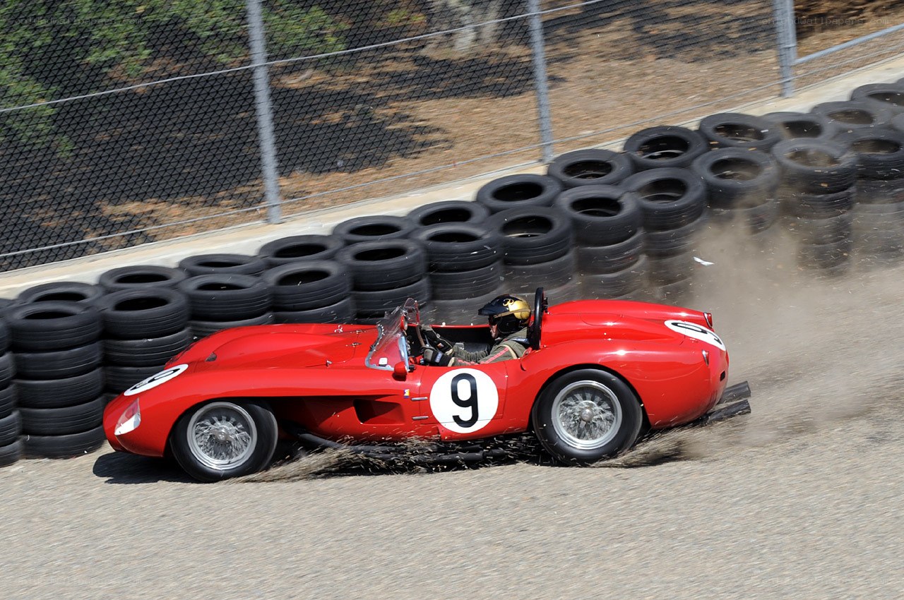 Red race car on track