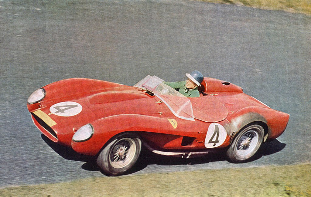 Red race car on track