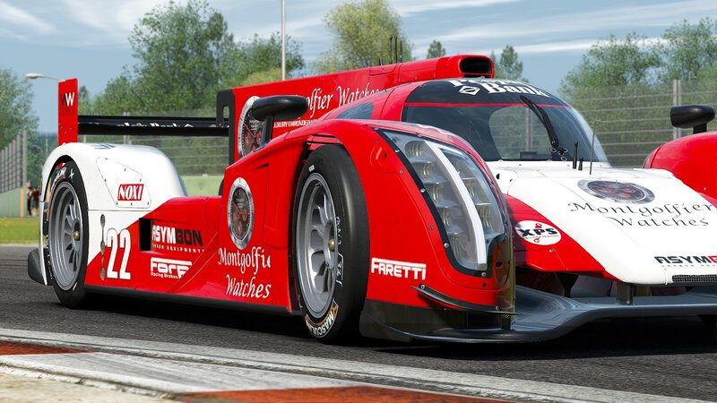 Red Race Car on Track — Competitive, Afternoon, 3d Render, Race Car, Trees