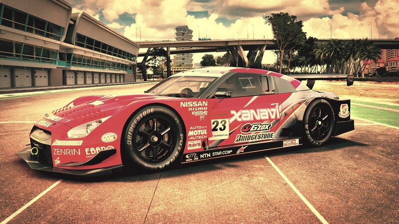Red Race Car on Track — Dramatic, Afternoon, Digital Art, Race Car