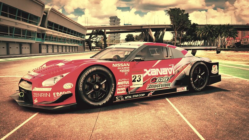 Red Race Car on Track — Dramatic, Afternoon, Digital Art