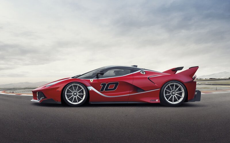 Red Race Car on Track — Dramatic, Afternoon, Photograph, Race Track, Mountains