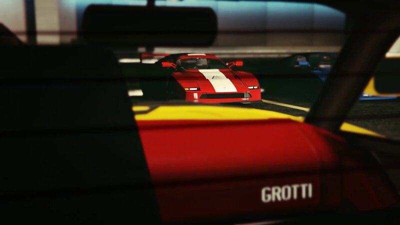 Red Race Car on Track — Dramatic, Night, 3d Render