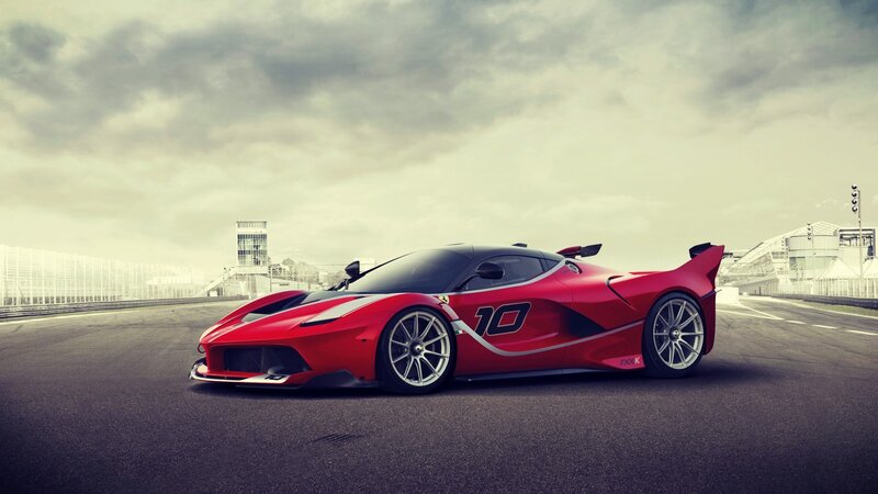 Red Race Car on Track — Dramatic, Photograph