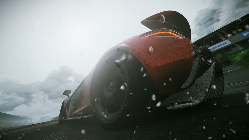 Red Race Car on Track — Dynamic, 3d Render, Rain