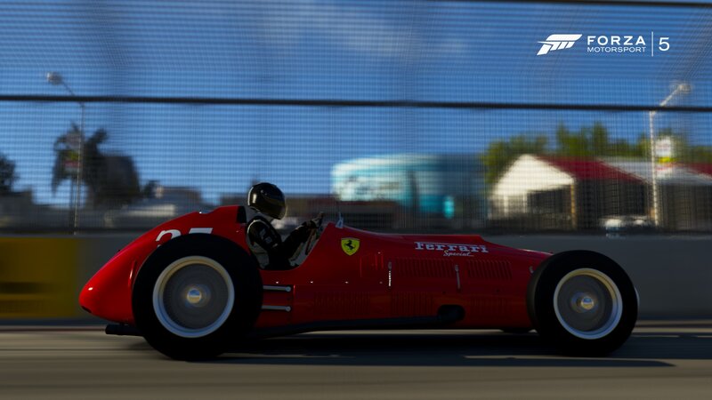Red Race Car on Track — Dynamic, Afternoon, 3d Render, Driver, Fence