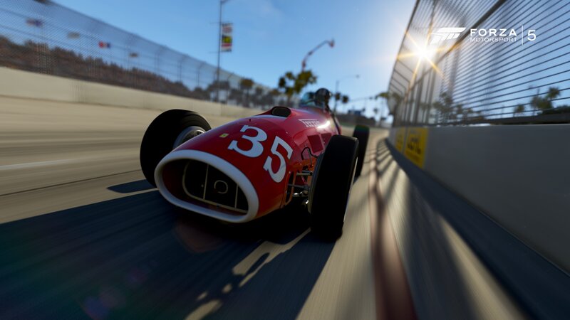 Red Race Car on Track — Dynamic, Afternoon, 3d Render, Race Car, Sun