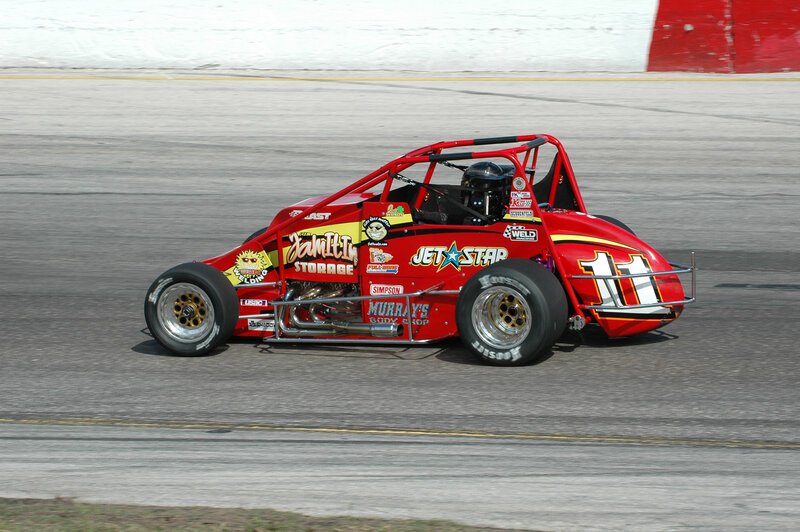 Red Race Car on Track — Dynamic, Afternoon, Photograph, Driver