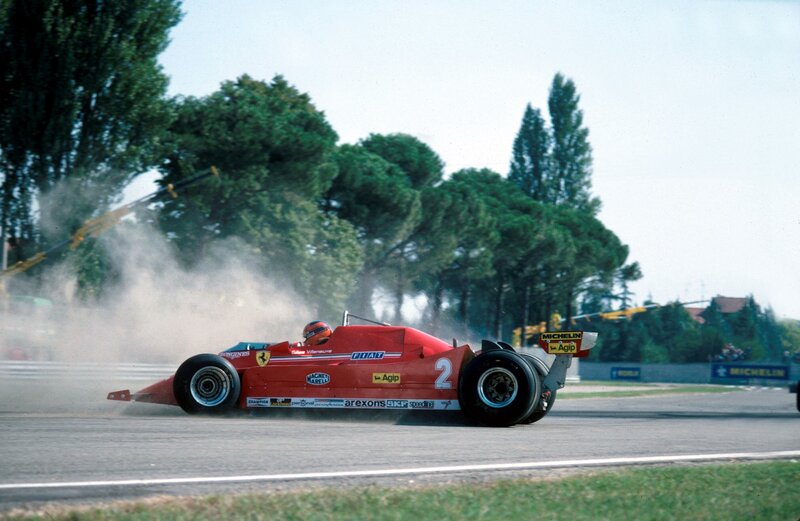 Red Race Car on Track — Dynamic, Afternoon, Photograph, Driver, Trees