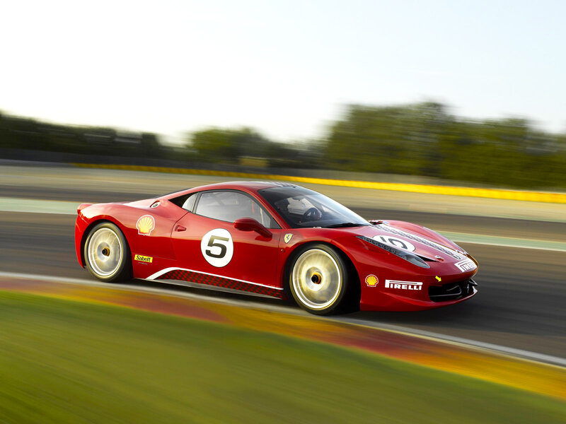 Red Race Car on Track — Dynamic, Afternoon, Photograph, Race Track, Driver