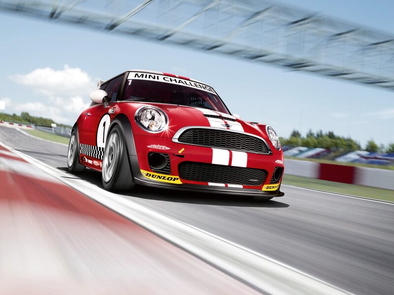 Red Race Car on Track — Dynamic, Afternoon, Photograph, Race Track, Sky, Trees
