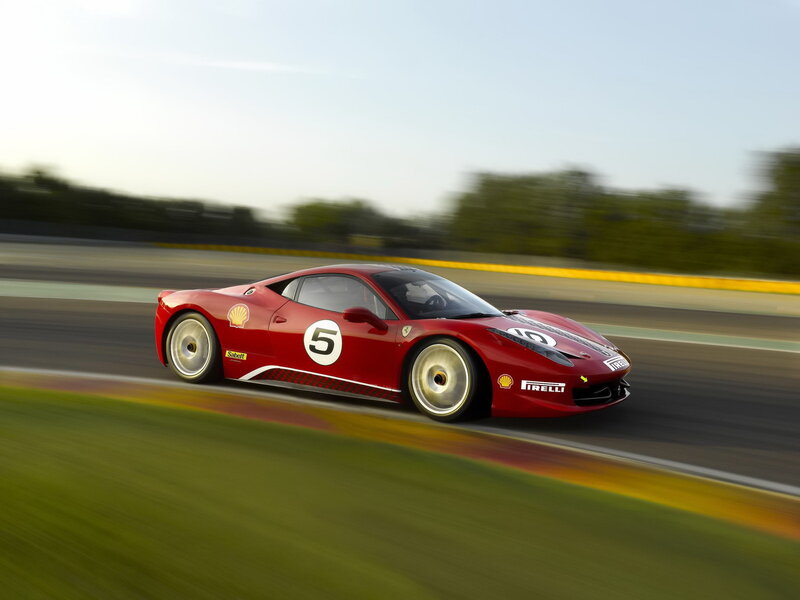 Red Race Car on Track — Dynamic, Afternoon, Photograph, Race Track