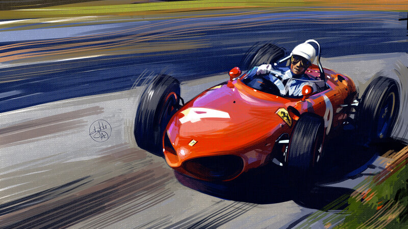 Red Race Car on Track — Dynamic, Digital Art, Driver