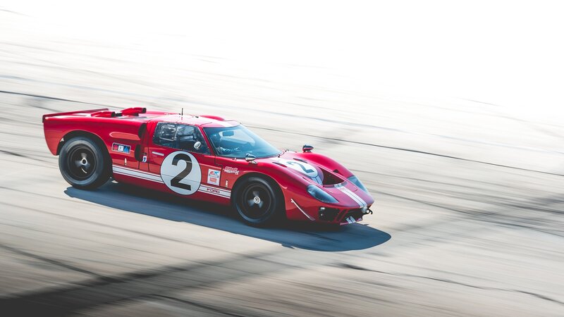 Red Race Car on Track — Dynamic, Photograph, Race Car, Number 2