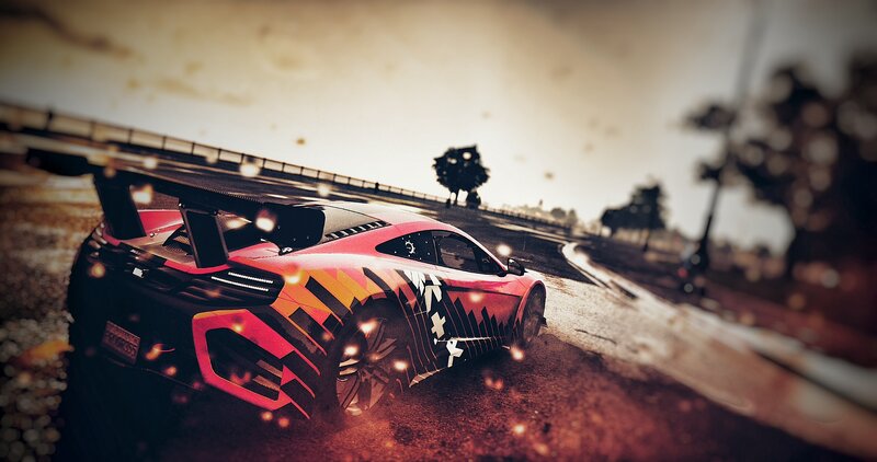 Red Race Car on Track — Dynamic, Sunset, 3d Render, Race Track