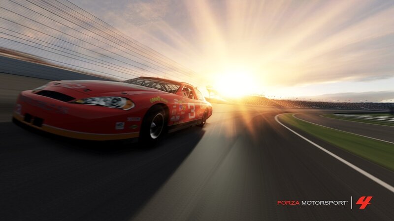 Red Race Car on Track — Dynamic, Sunset, 3d Render