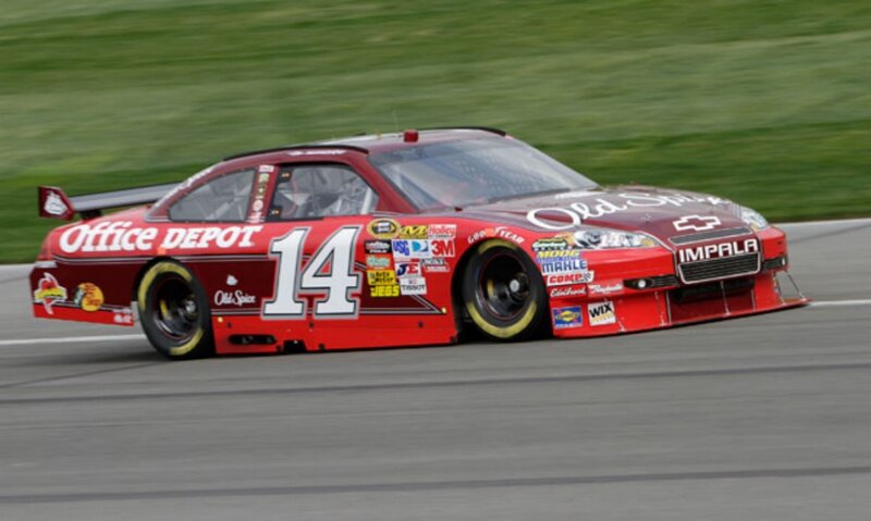 Red Race Car on Track — Dynamic, White
