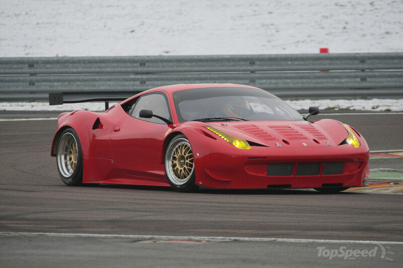 Red Race Car on Track — Dynamic, Winter
