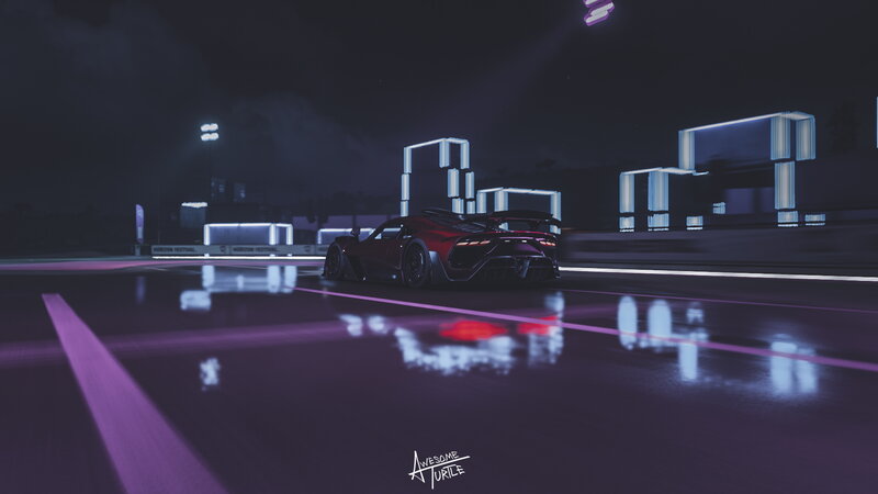 Red Race Car on Track — Purple