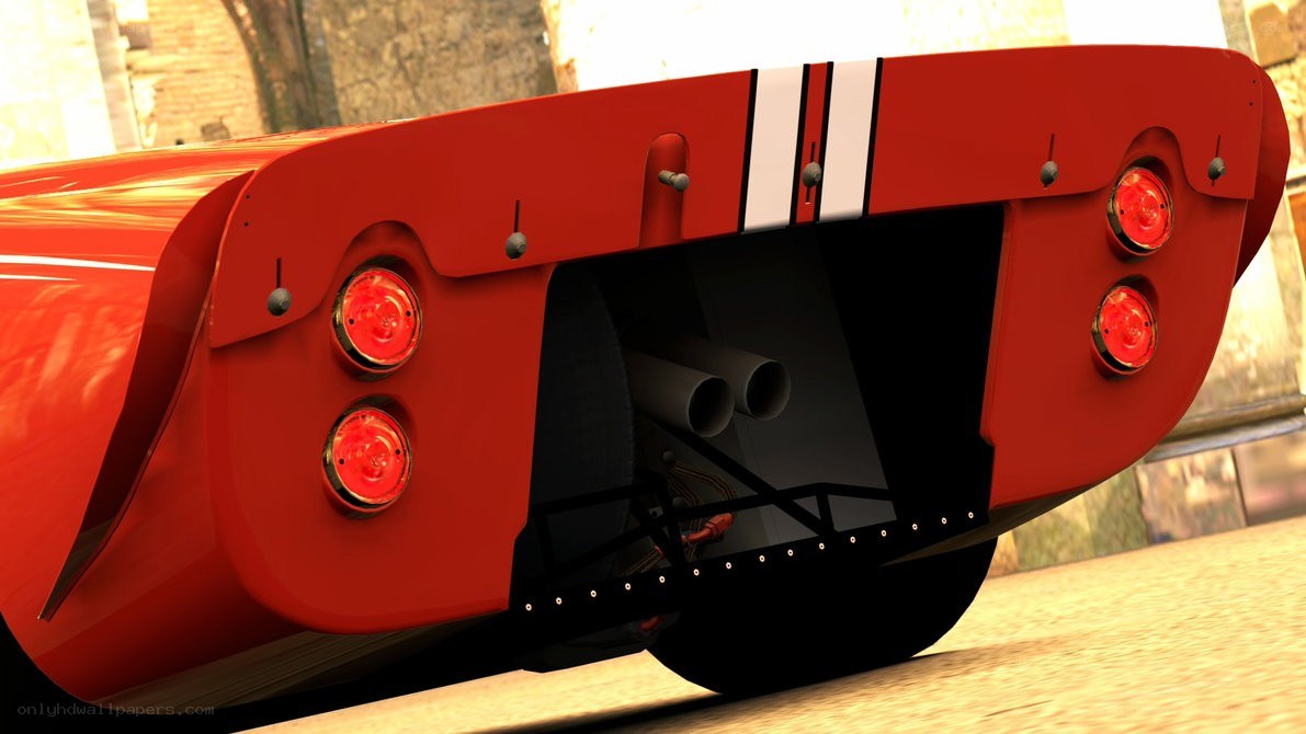 red race car rear view