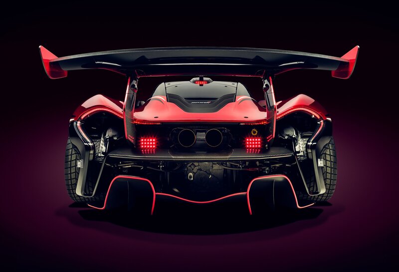 Red Race Car Rear View — Dramatic