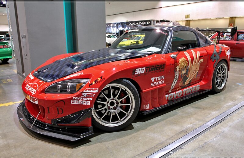 Red Race Car with Anime Art