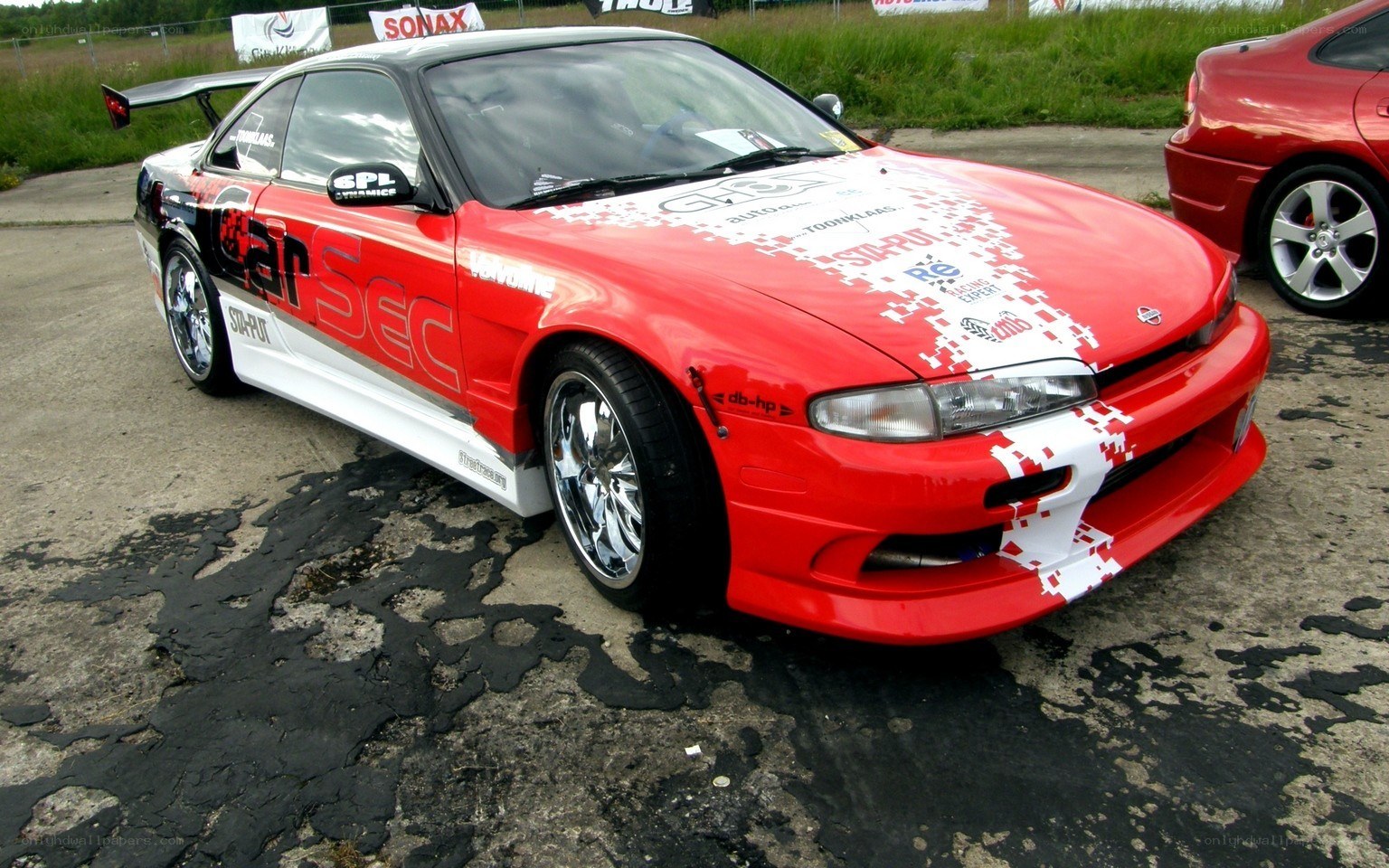 red race car with decals
