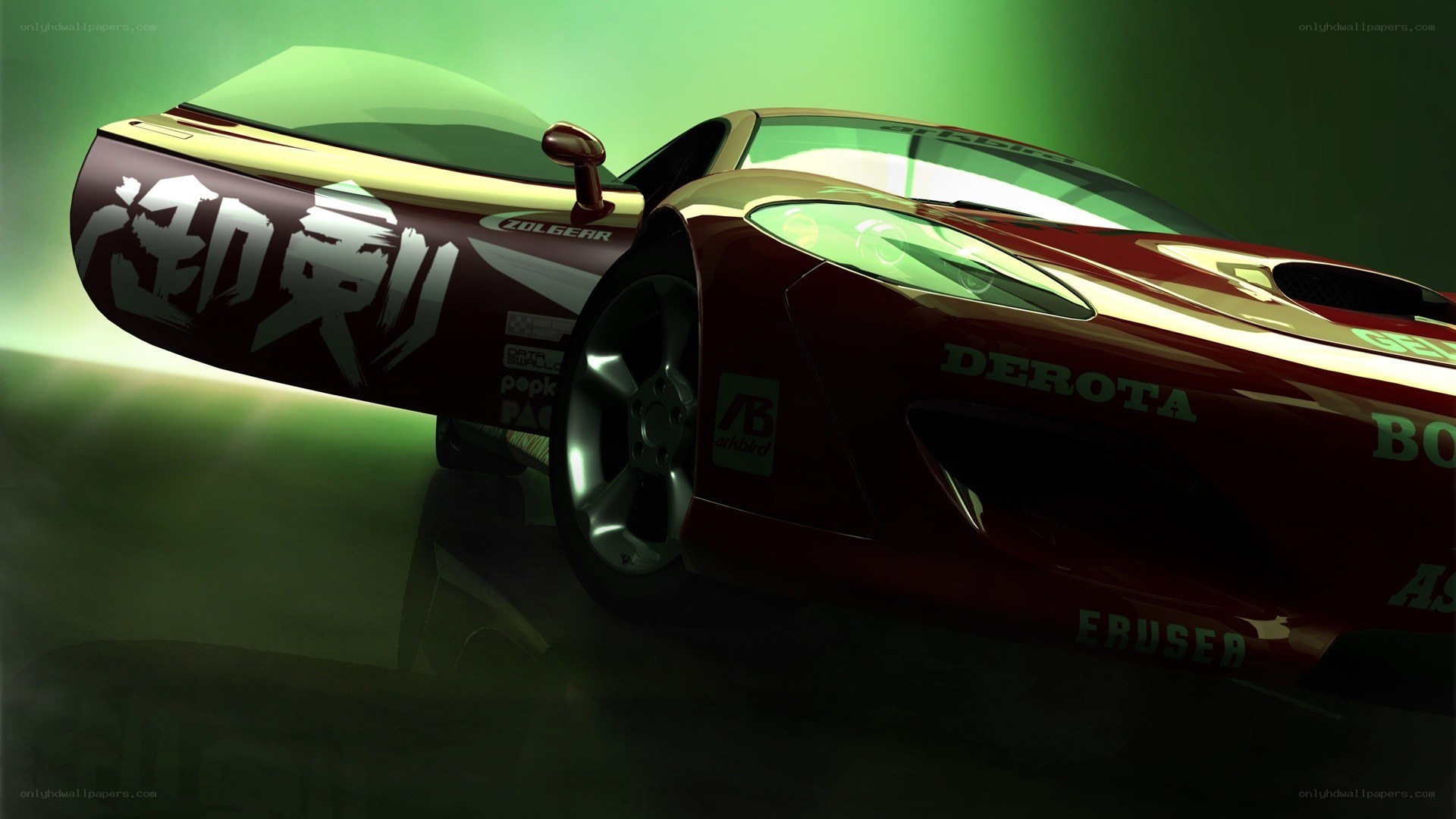 red race car with decals