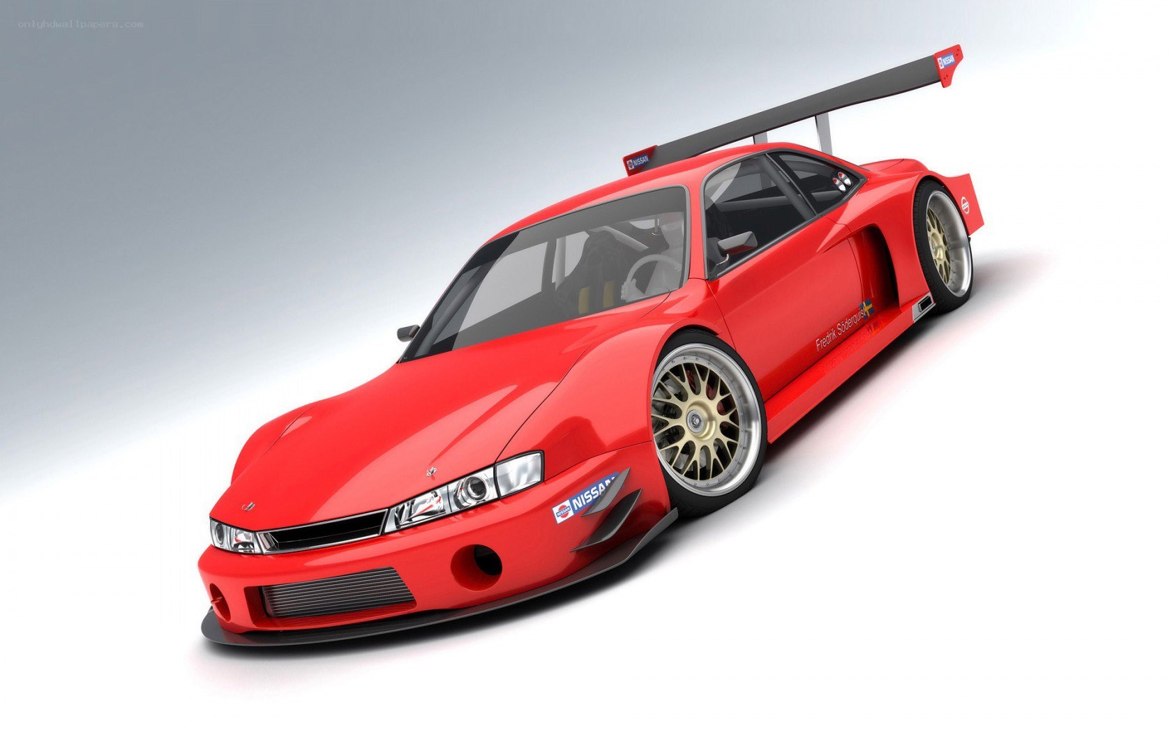 red race car with large wing