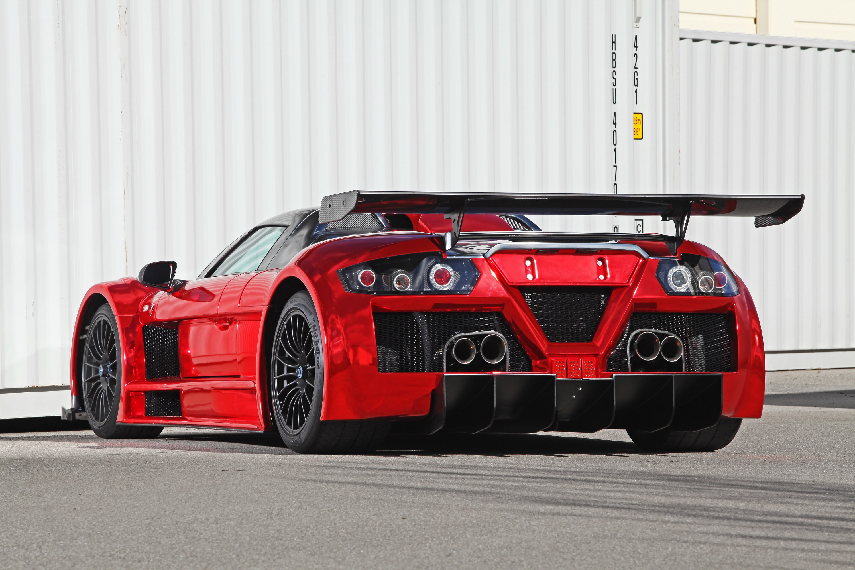 red race car with large wing