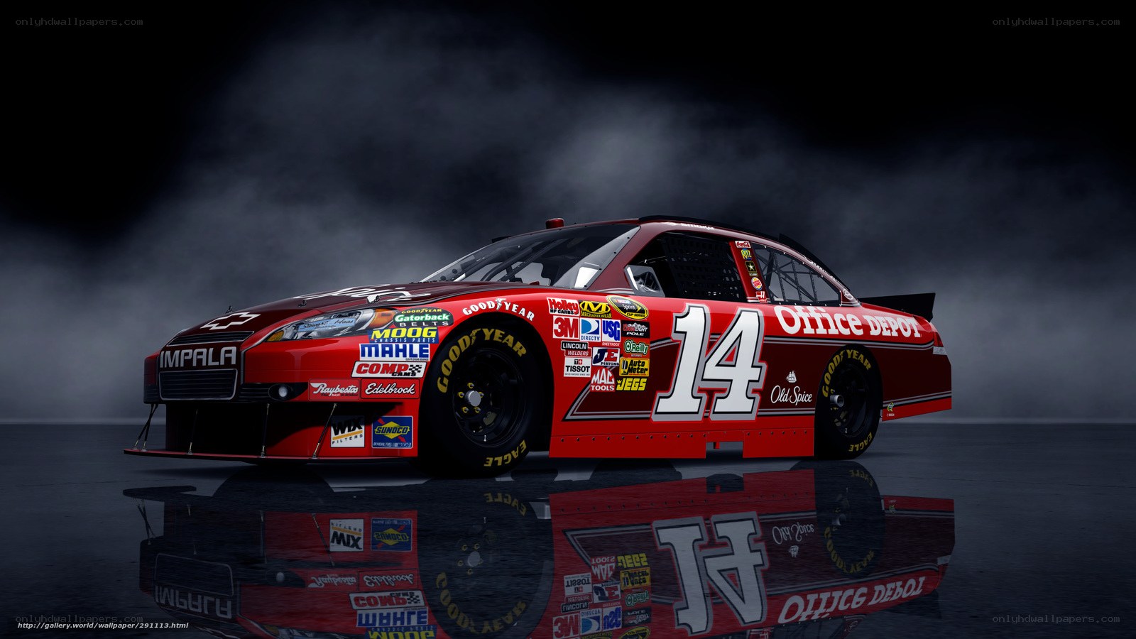 Red race car with sponsor logos