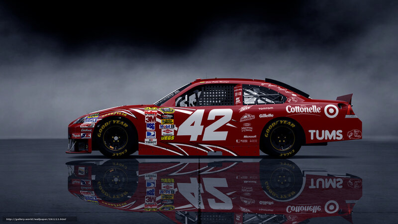 Red race car with sponsor logos