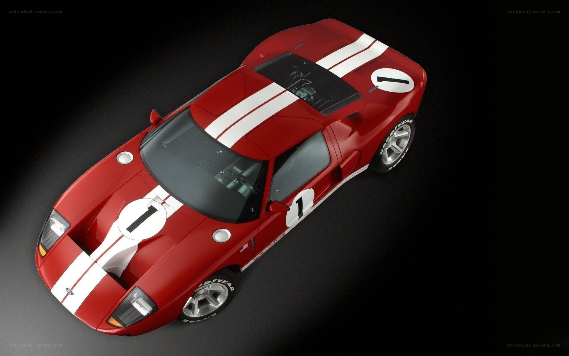 Red race car with white stripes