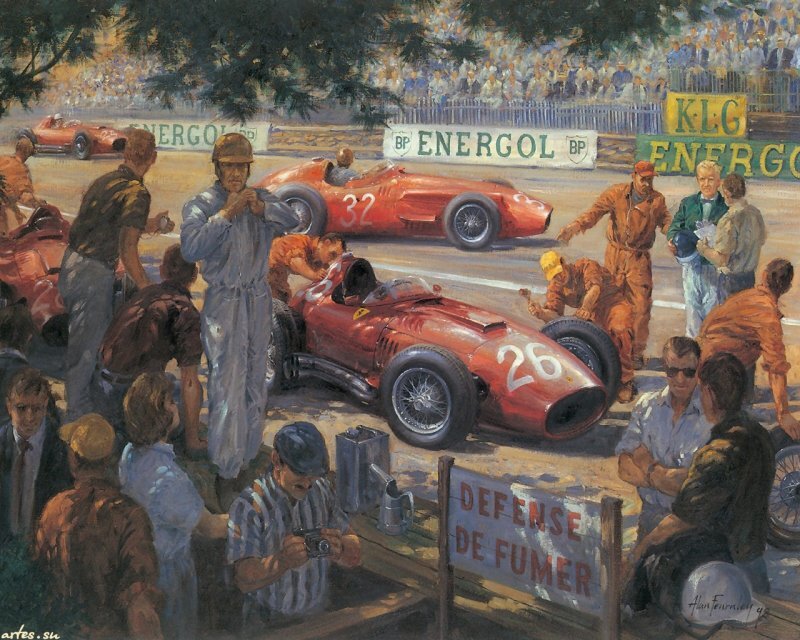 Red Race Cars at Pit Stop