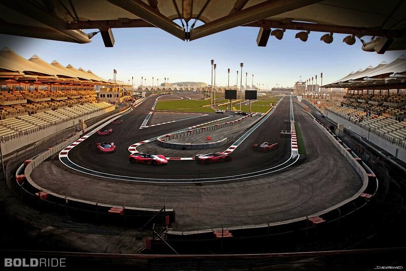 Red Race Cars on Track — Dramatic