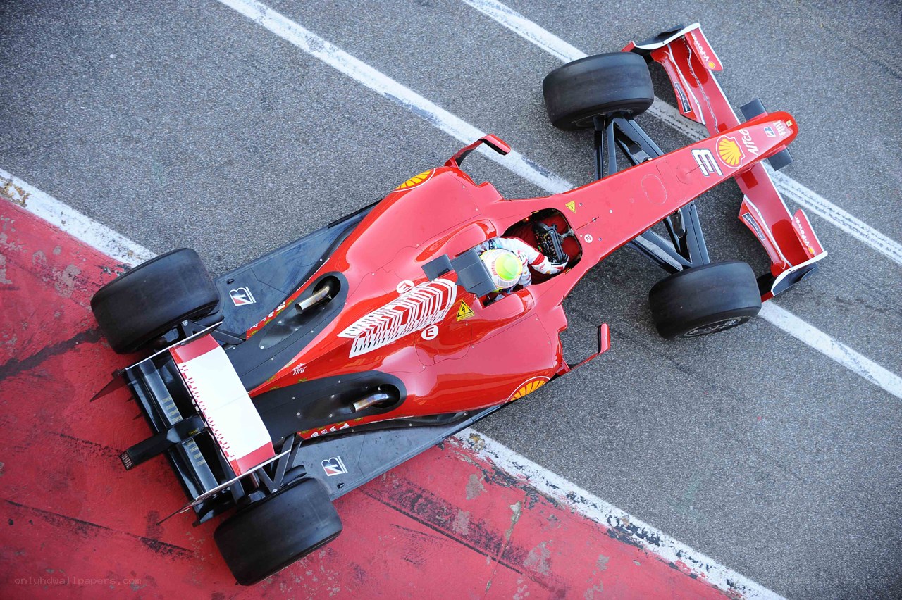 Red racing car on track