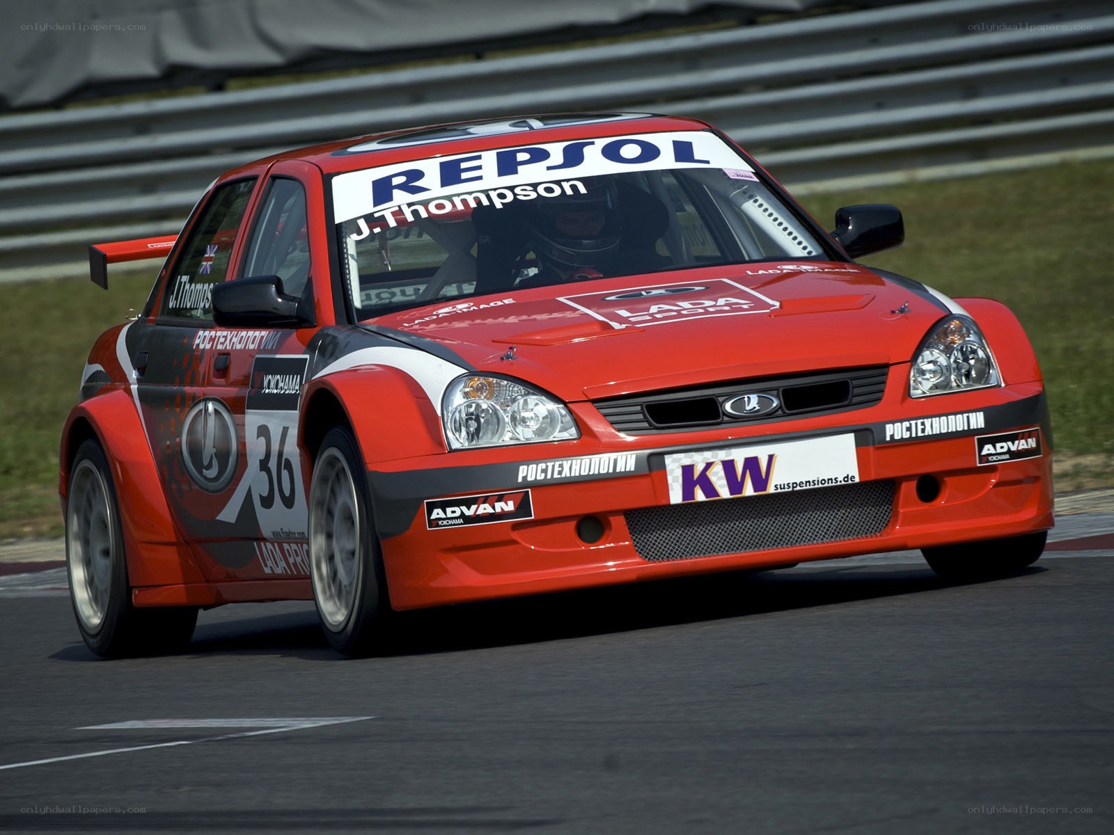 Red racing car on track