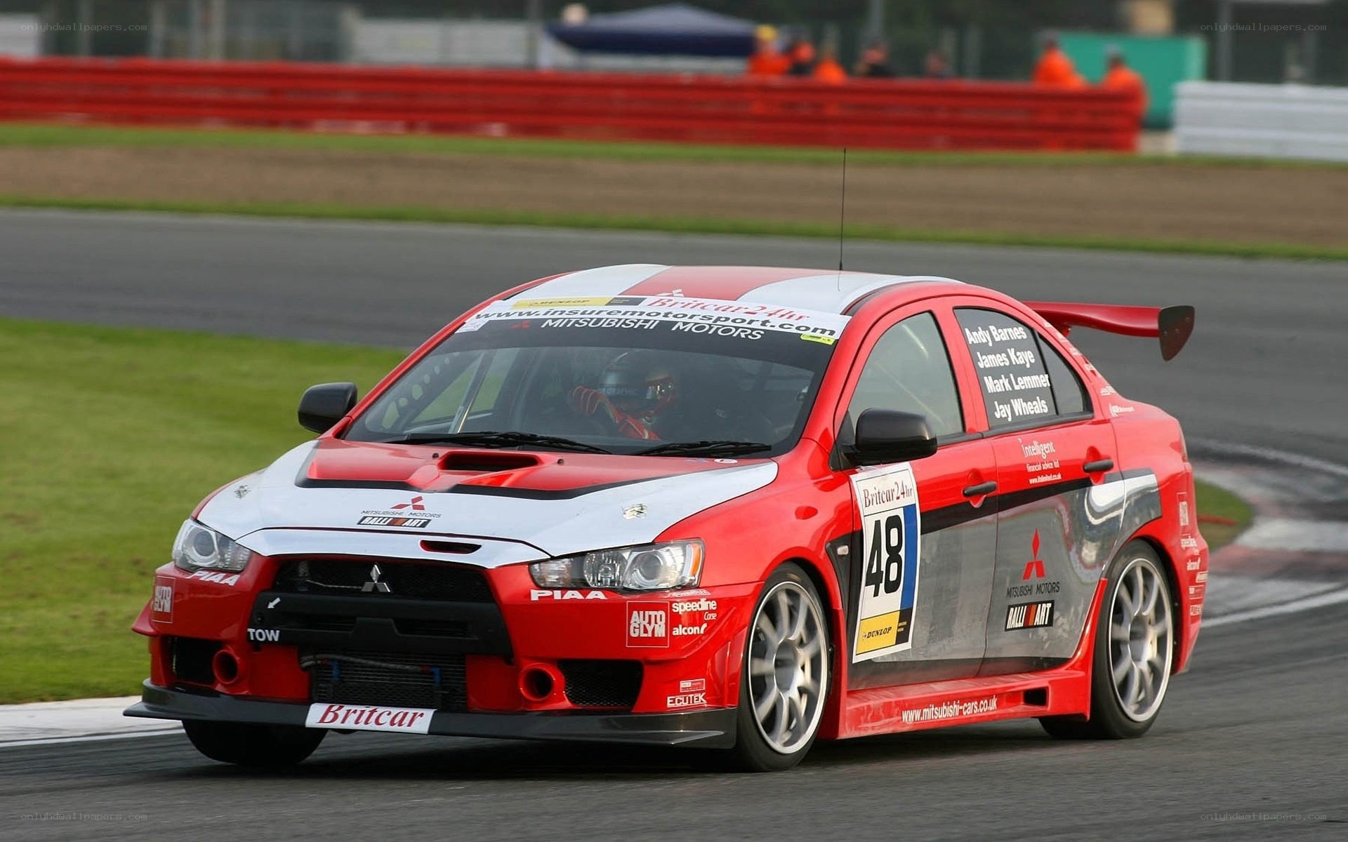 Red racing car on track