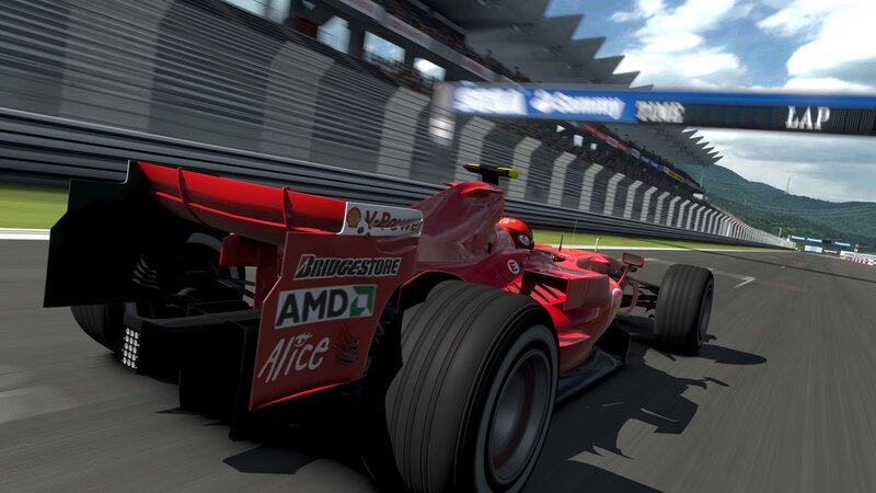 Red racing car on track