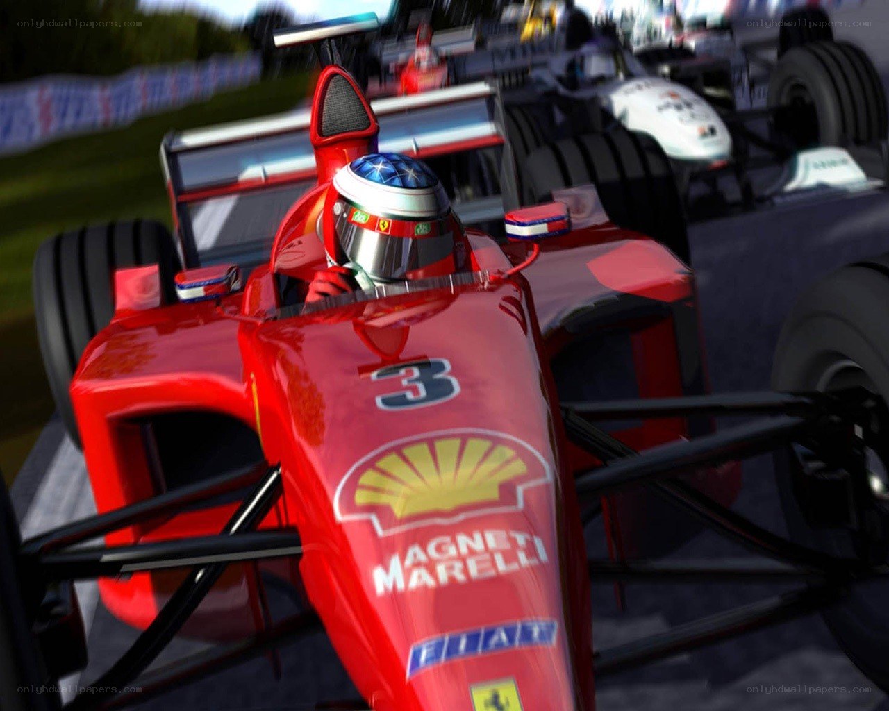 Red racing car on track