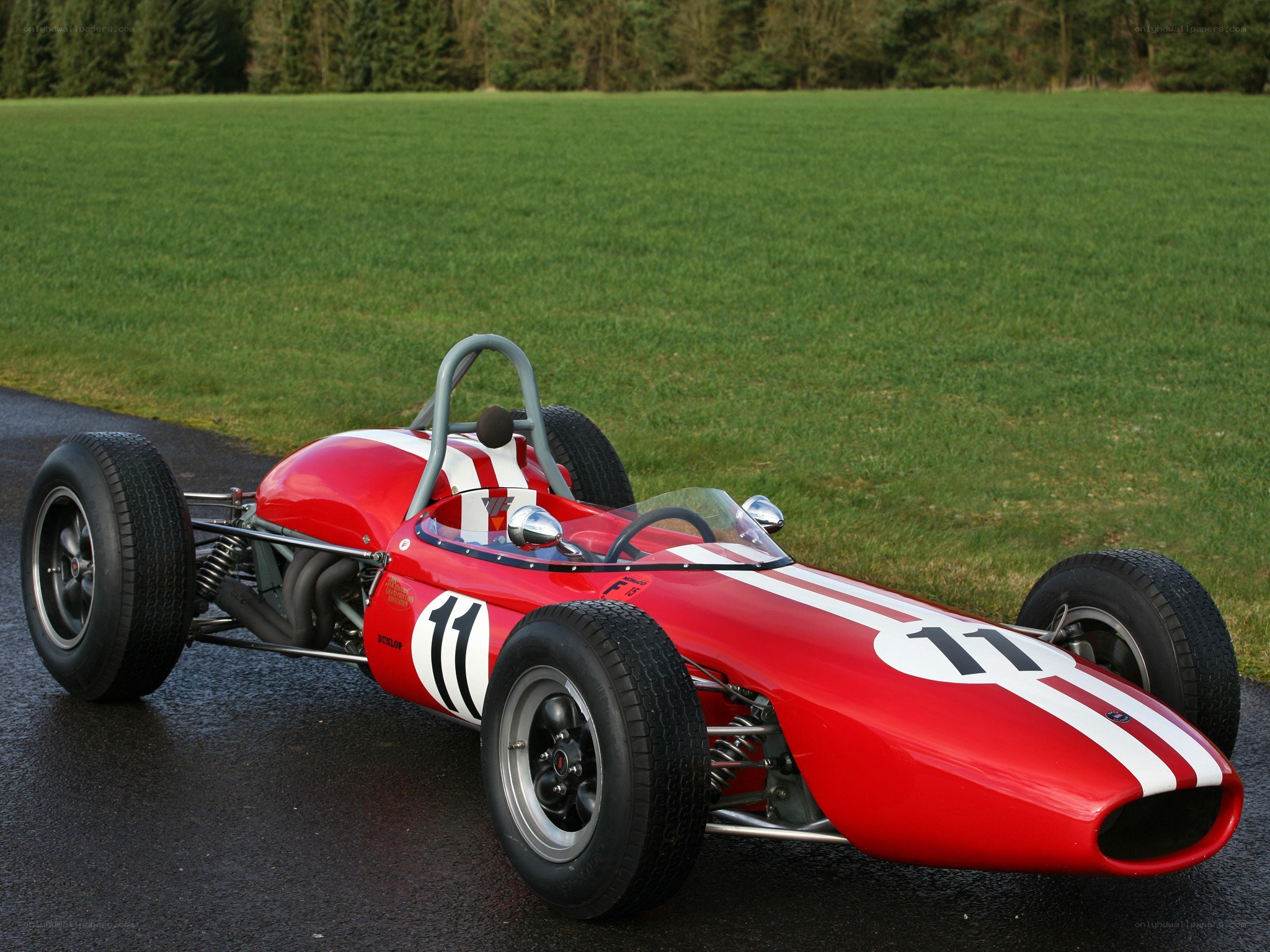 Red racing car on track