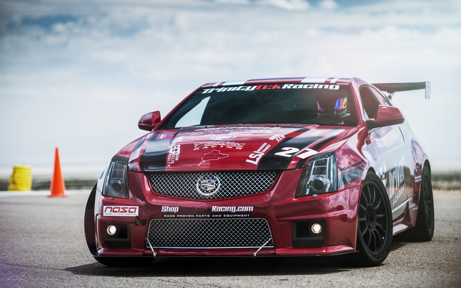 Red racing car on track