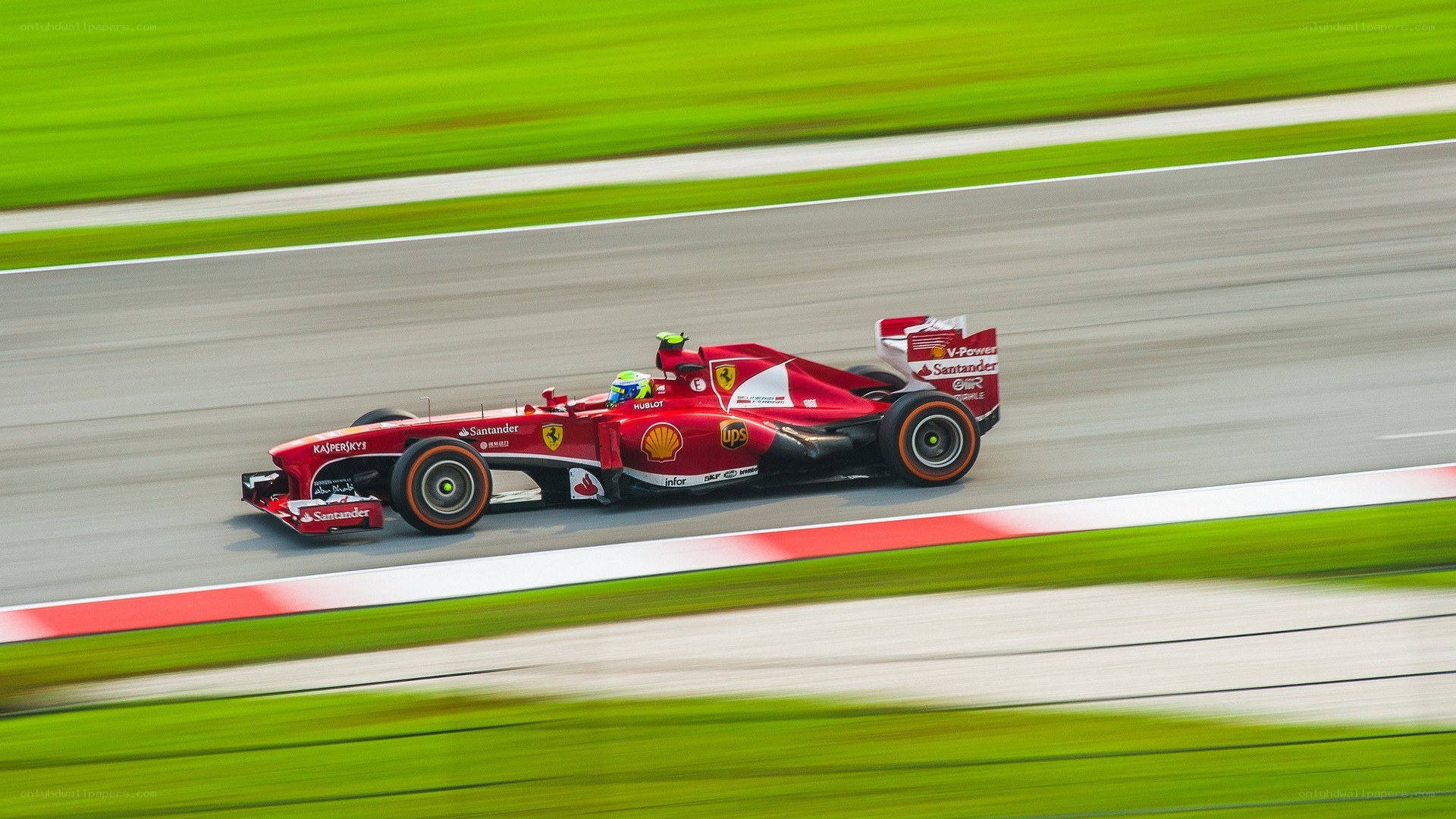 Red racing car on track