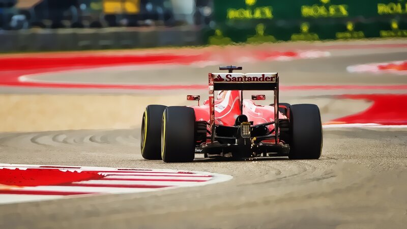 Red racing car on track