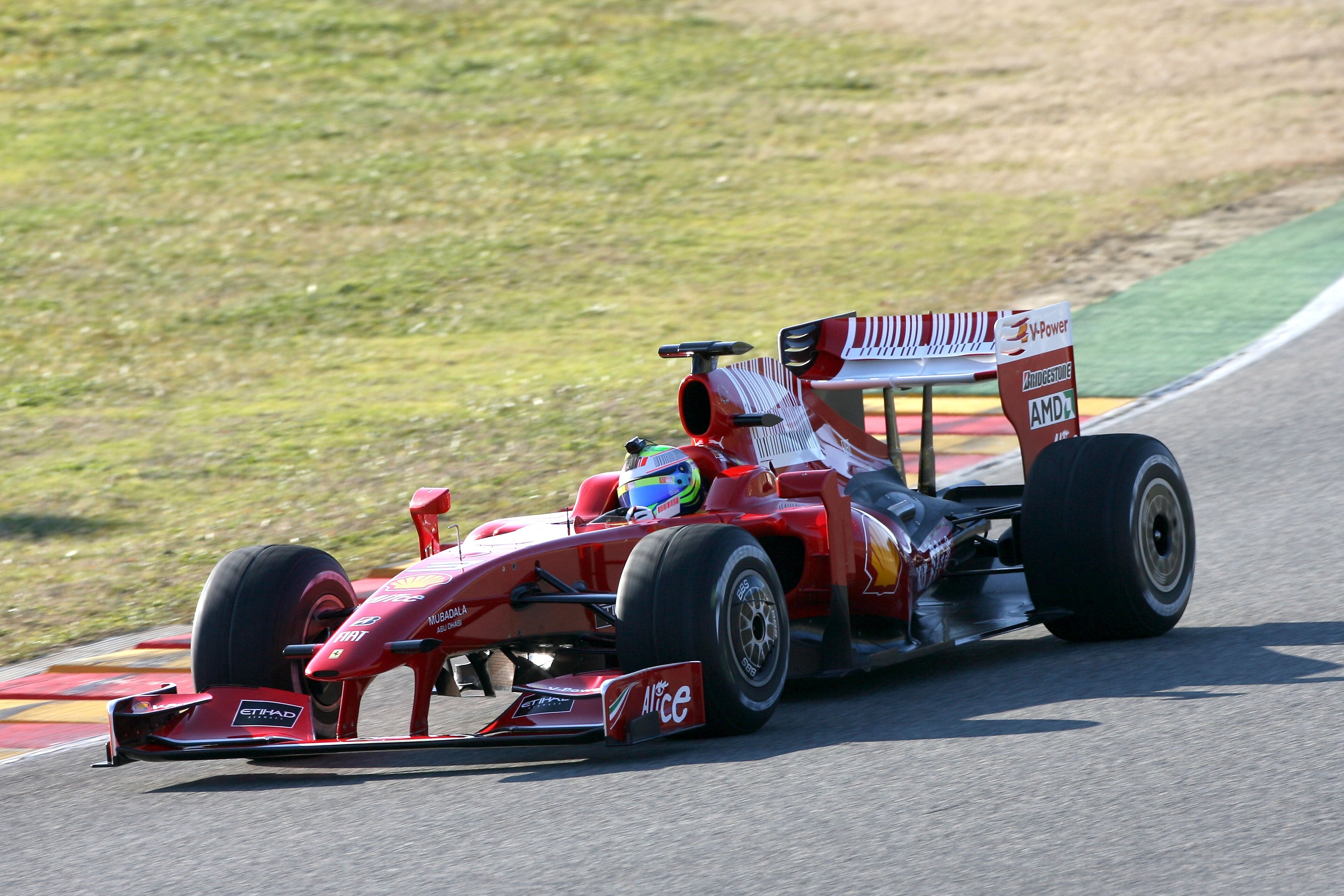 Red racing car on track