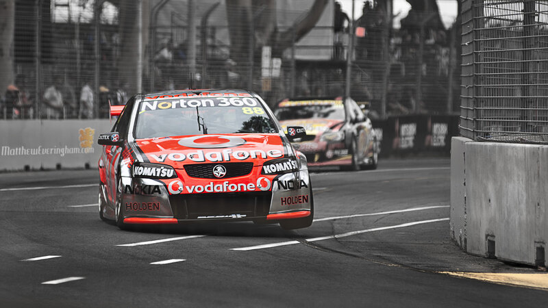 Red Racing Car on Track — Dynamic