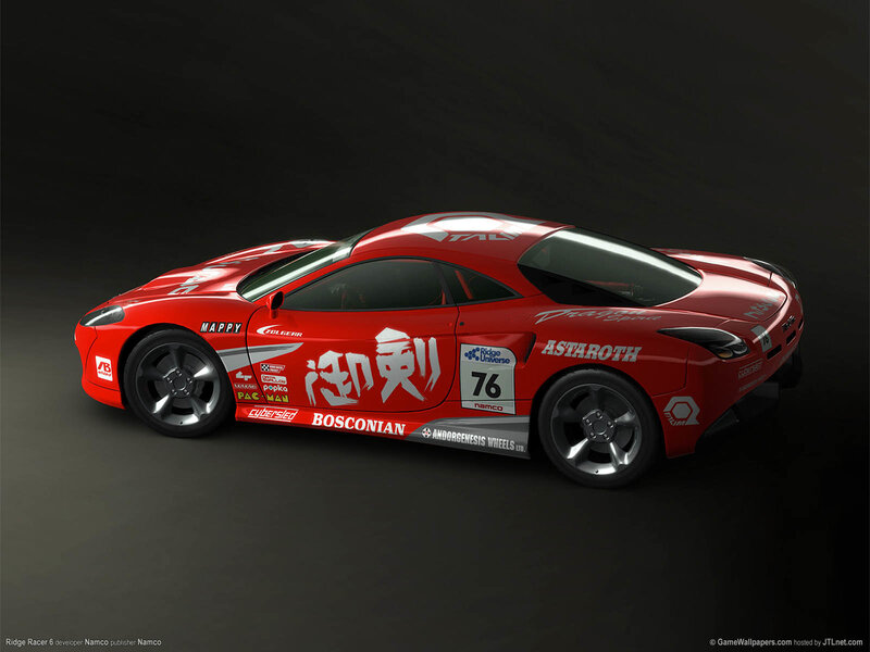 Red racing car with decals