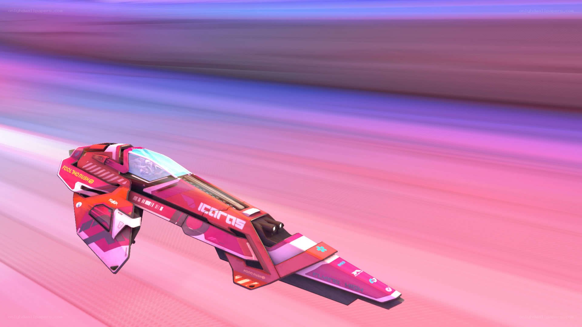 Red racing hovercraft in motion