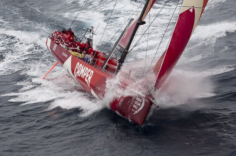 Red Racing Sailboat — Dramatic